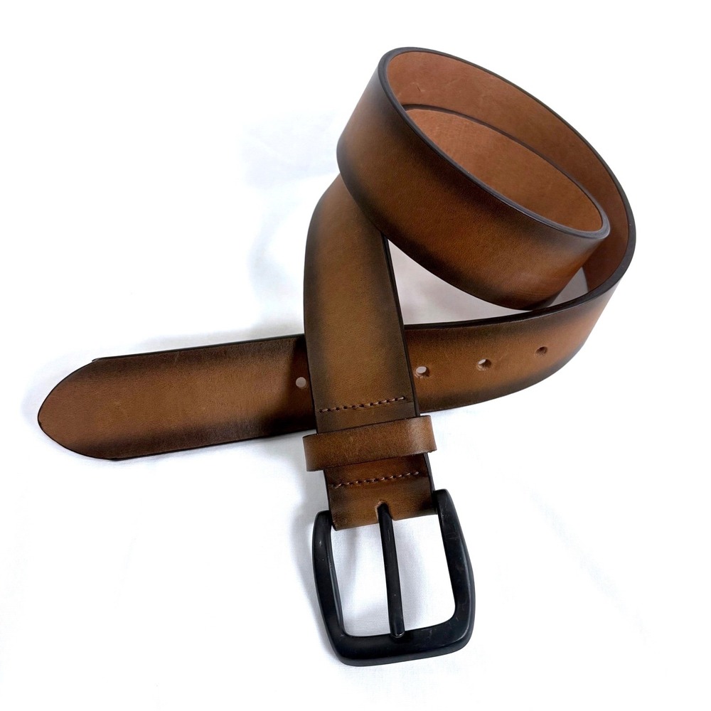 Lebrutt Belt Brown Genuine Italian Leather Made in Canada Size 34 Ombre 1.5in